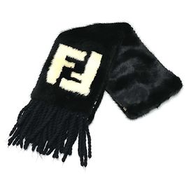 Fendi FF Zucca Fellfransen-Schal Schwarz