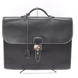 Hermès-Hermes Black Leather Briefcase-Black