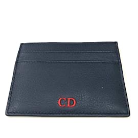 Christian Dior-Dior Homme Navy Leather Card Case-Navy blue