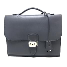Hermès-Hermes Gray Leather Briefcase-Brown
