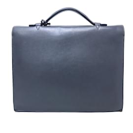 Hermès-Hermes Gray Leather Briefcase-Brown