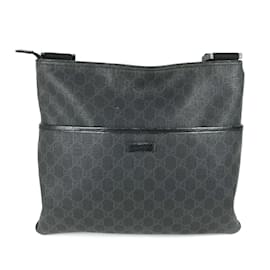 Gucci-Gucci 162904 GG Supreme Shoulder Crossbody Bag-Black
