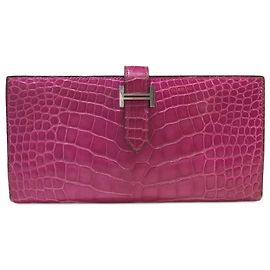 Cartera larga bifold Souffle Bearn de Hermès Rosa