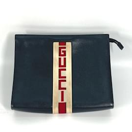 Gucci-Gucci Black Leather Clutch Bag-Black