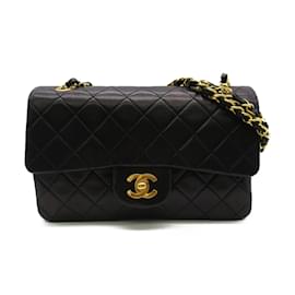 Chanel-Sac à épaule à chaîne Chanel Matelassé Double Flap-Noir