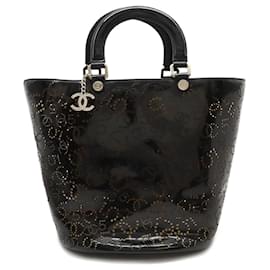 Chanel-Chanel No.5 Coco Mark Punching Handbag Tote Bag-Black