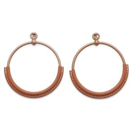 Hermès-Boucles d'oreilles en cuir Swift doré Hermes-Doré