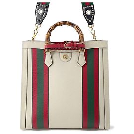 Gucci Diana Maxi Leder Tote Bag Rot Grün Roh