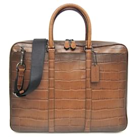 Coach-Coach Metropolitan Slim 25991 Leather Briefcase-Dark brown