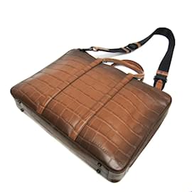 Coach-Coach Metropolitan Slim 25991 Leather Briefcase-Dark brown