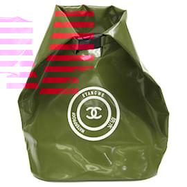 Chanel-Chanel CC Cocomark Waterproof Vinyl Backpack-Red