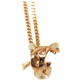 Yves Saint Laurent-Yves Saint Laurent YSL Logo Gold Plated Pendant Necklace-Golden