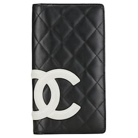 Chanel-Chanel Matelasse Cambon Line Long Wallet-Black,White