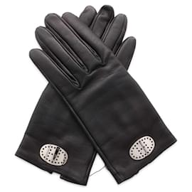 Hermès-Hermes Evelyn Leather Short Gloves-Black