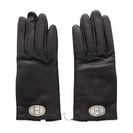 Hermès-Hermes Evelyn Leather Short Gloves-Black