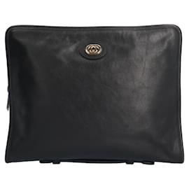 Gucci-Gucci Black Leather Clutch Bag-Black