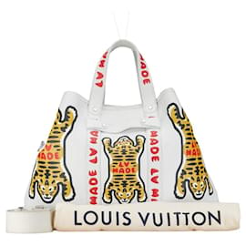 Louis Vuitton-Louis Vuitton NIGO Collaboration Trolley Tote Bag-White,Multiple colors