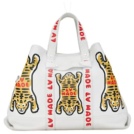 Louis Vuitton-Louis Vuitton NIGO Collaboration Trolley Tote Bag-White,Multiple colors