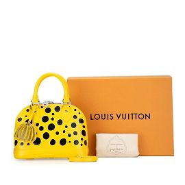 Louis Vuitton x Yayoi Kusama Infinity Dot Epi Alma BB Handtasche Schwarz Gelb