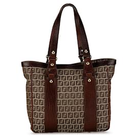 Fendi-Fendi Zucchino Handbag Tote Bag-Brown,Beige