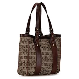 Fendi-Fendi Zucchino Handbag Tote Bag-Brown,Beige