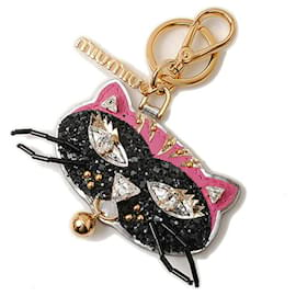 Miu Miu-Miu Miu Key Ring Holder with Cat Motif-Black,Multiple colors