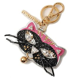 Miu Miu-Miu Miu Key Ring Holder with Cat Motif-Black,Multiple colors