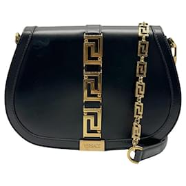 Versace-Sac à épaule en cuir noir Versace-Noir