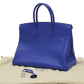 Hermès-Hermes Birkin 35 Handbag in Blue Electric-Blue