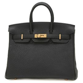 Hermès Hermes Birkin 25 Handbag in Black Togo Leather Black