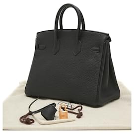 Hermès-Sac à main Hermes Birkin 25 en cuir Togo noir-Noir