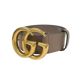 Cinturón de cuero beige Gucci GG Marmont Beige