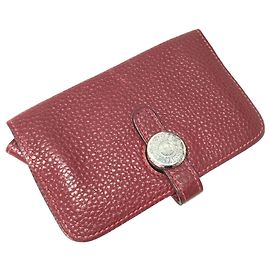 Hermès Hermes Red Leather Coin Purse Red