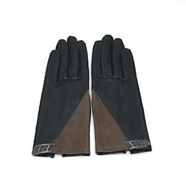 Hermès-Gants en cuir marron Hermes chauds-Marron