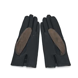 Hermès-Hermes Brown Leather Warm Gloves-Brown