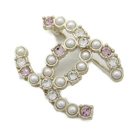 Chanel-Broche en or Chanel avec des fausses perles-Doré