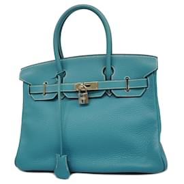 Hermès-Hermes Birkin 30 Handbag in Blue Jean-Blue