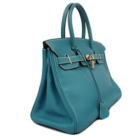 Hermès-Hermes Birkin 30 Handbag in Blue Jean-Blue