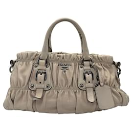 Prada-Prada Beige Leather Shoulder Bag-Beige