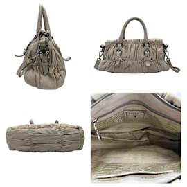 Prada-Prada Beige Leather Shoulder Bag-Beige