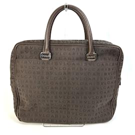 Bulgari-Bvlgari Brown Cloth Briefcase-Brown
