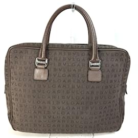 Bulgari-Bvlgari Brown Cloth Briefcase-Brown