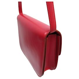 Céline-Celine Red Leather Shoulder Bag-Red