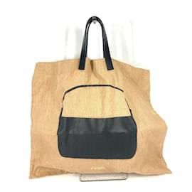 Fendi-Fendi Bicolor Tote Bag-Beige