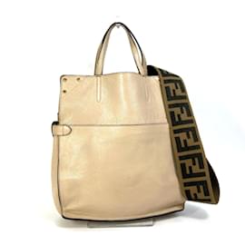 Fendi-Fendi 8BT303 Zucca Hand Bag-Beige