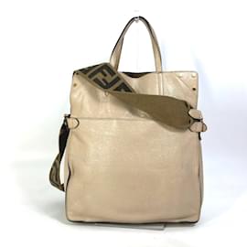 Fendi-Fendi 8BT303 Zucca Hand Bag-Beige