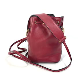 Fendi-Fendi 8BS010 FF Hardware Drawstring Bucket Bag-Red