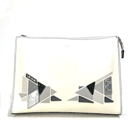 Fendi-Fendi 7VA433 White Leather Clutch Bag-White