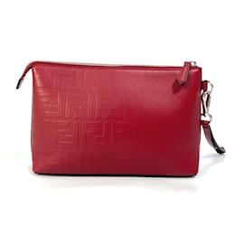 Fendi-Fendi Red Leather Clutch Bag-Red