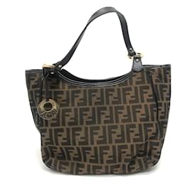 Fendi-Fendi 8BH156 Zucca Logo Tote Bag-Brown